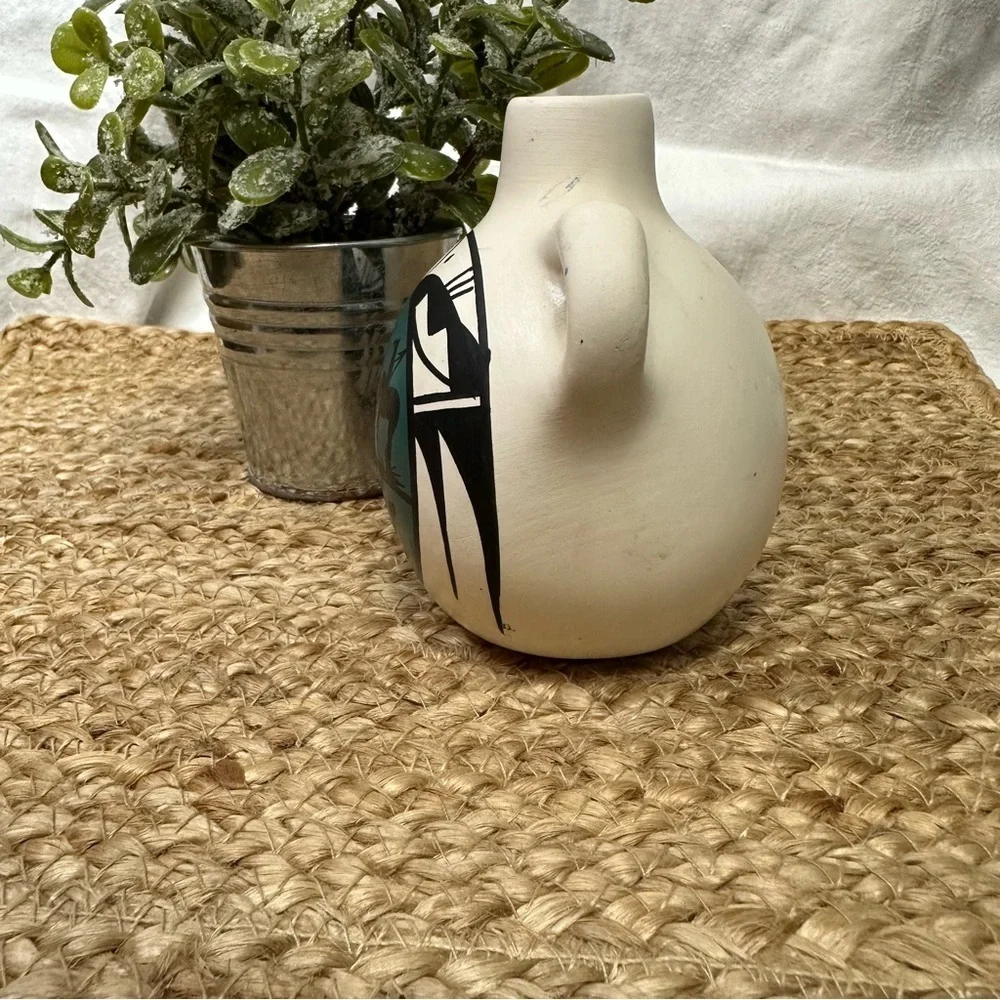 Native American Horse & Rider Navajo Water Vessel‎ Vase Jug Pottery